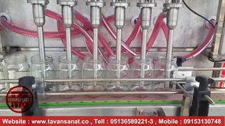 دستگاه پرکن 6 نازل مایعات غلیظ و نیمه غلیظ (نیمه اتومات ) توان صنعت / 09152000050