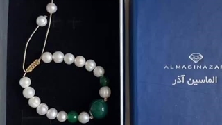 دستبند مروارید اصل با عقیق سبز