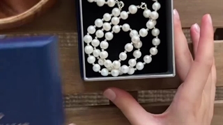 دستبند و گردنبند مروارید اصل با گوی البرنادو نقره