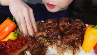 ASMR CHICKEN RICE | BRAISED HONEY SOY CHICKEN | SAMBAL CRUNCHY VEGETABLES | EATING SOUNDS